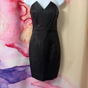 NWT Catherine Malandrino Strapless Black Leather Dress